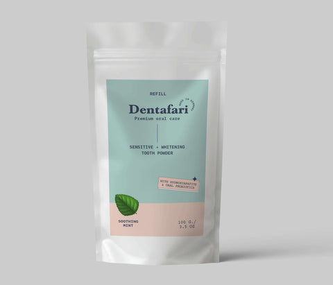 Probiotisk tandpulverrefill til følsomme tænder + tandblegning Soothing Mint