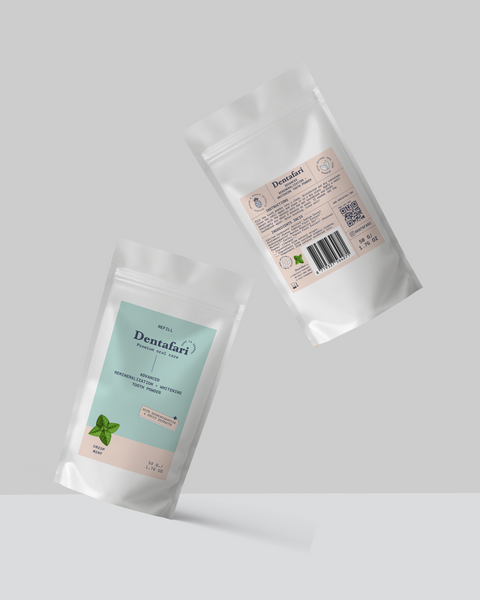 Tandpulver remineralisering + tandblegning Crisp Mint 50 gr.