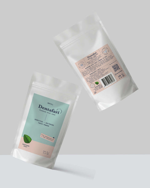 Probiotiskt tandpulver refill för känsliga tänder + tandblekning Soothing Mint 100 gr.